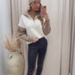 NEW GEORGINA 1/2 ZIP KNIT SWEATER (CREAM\TAUPE)