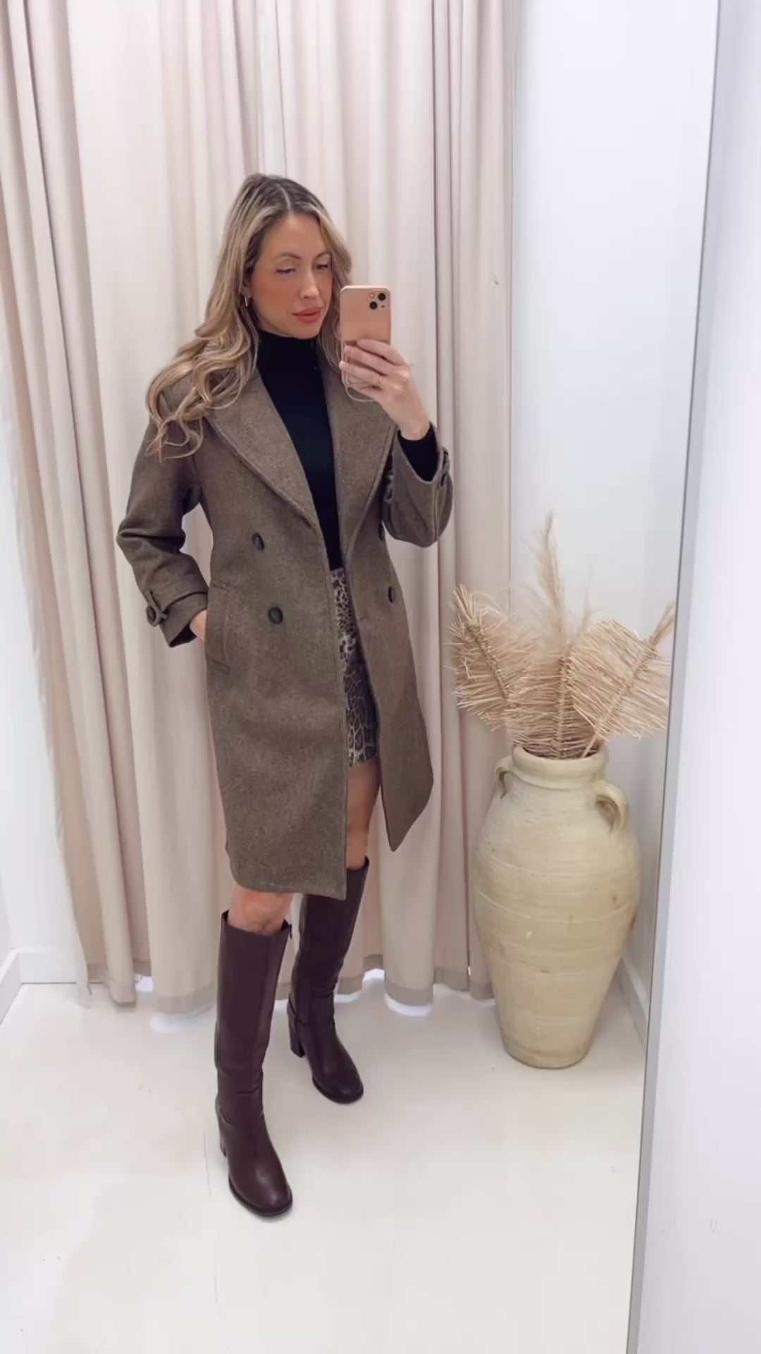 ANGELINA  DOUBLE BREASTED TIE WRAP  COAT (BROWN)