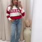 MERRY CHRISTMAS KNIT STRIPE SWEATER (RED)