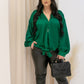 NEW STEPHANIE FRONT TIE BLOUSE  (GREEN)