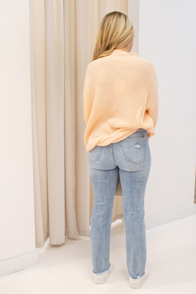 NEW RORY MOCK NECK KNIT SWEATER (PEACH)