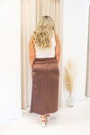 NEW ELLIE MIDI SKIRT (BROWN)