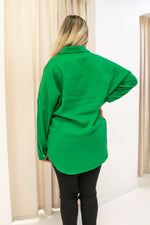 NEW KINSLEY LINEN UTILITY BLOUSE (GREEN)