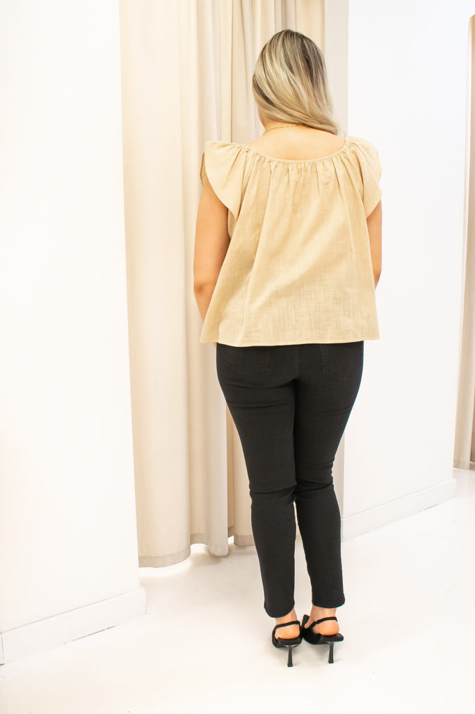 NEW CAPRI LINEN TOP (BEIGE)