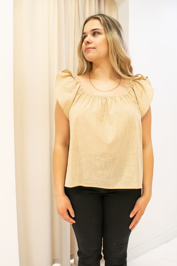 NEW CAPRI LINEN TOP (BEIGE)