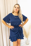 NEW PARIS WRAP MINI DRESS (NAVY)