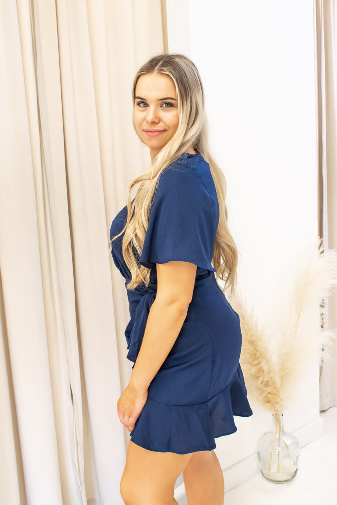 NEW PARIS WRAP MINI DRESS (NAVY)