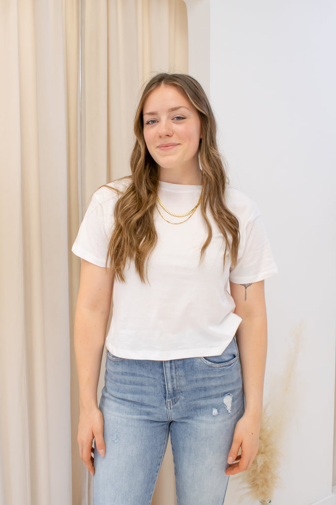 NEW CARLY CROPPED T-SHIRT (WHITE)