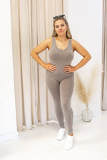 NEW RAE RIBBED JUMPSUIT (Ash Mocha)