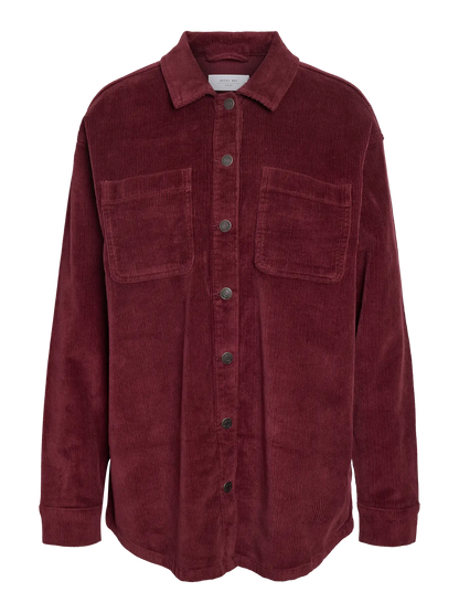 ALVA RIBBED SHACKET COAT (BURGUNDY) | ONLY
