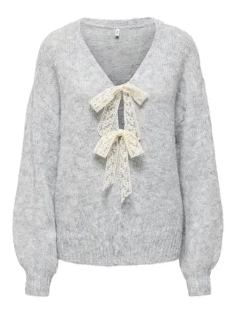 NELLIE BOW SWEATER (GREY) | ONLY