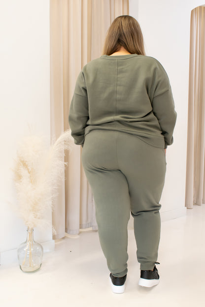 NEW TARA TWO PIECE SWEATSHIRT SET (CURVY) | GREEN