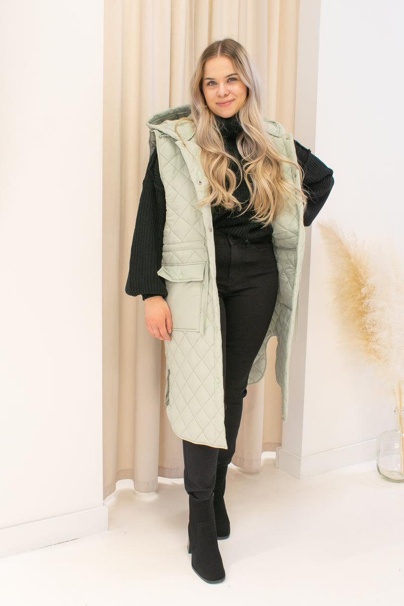 NEW POPPY OVERSIZED QUILTED VEST (SAGE)