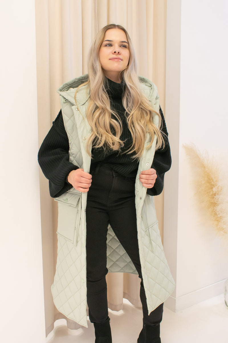 NEW POPPY OVERSIZED QUILTED VEST (SAGE)