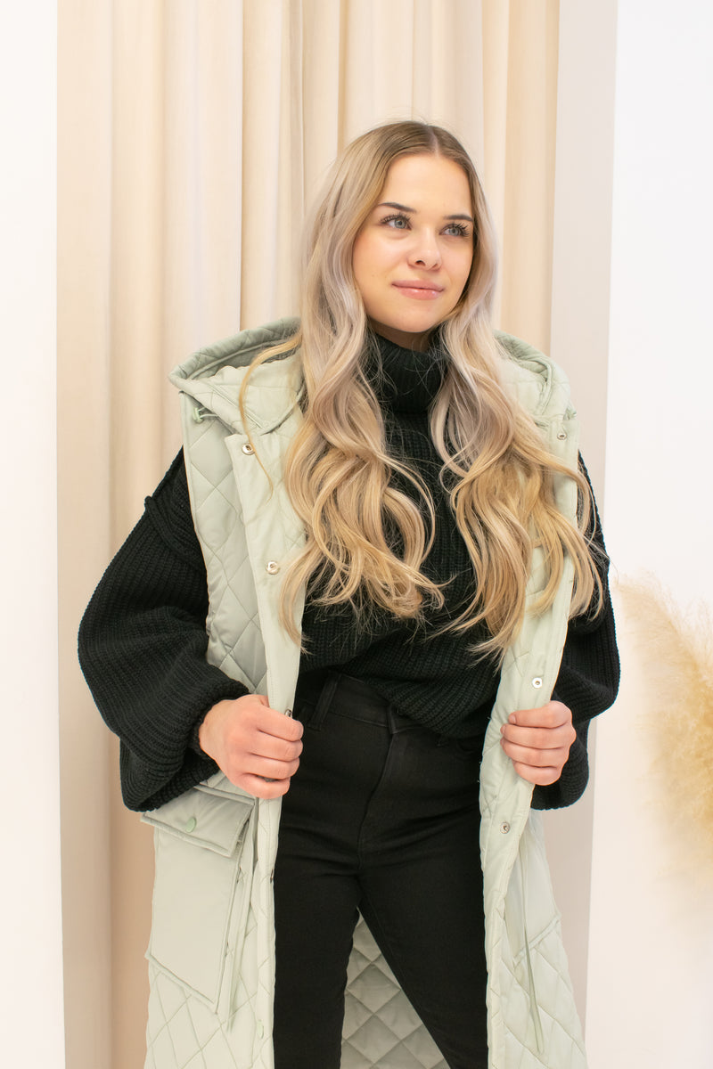 NEW POPPY OVERSIZED QUILTED VEST (SAGE)