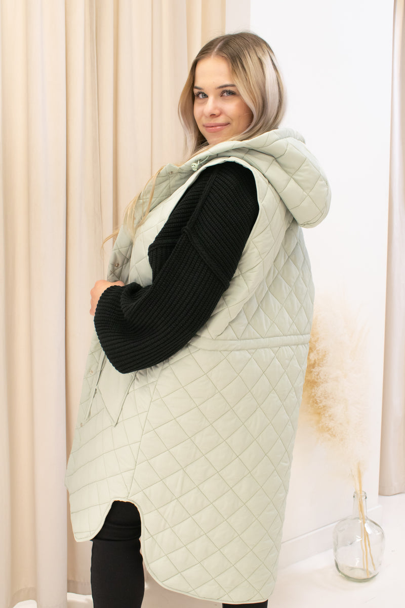 NEW POPPY OVERSIZED QUILTED VEST (SAGE)