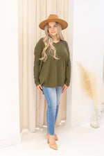 NEW KORI WAFFLE SWEATER (DARK OLIVE)