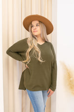 NEW KORI WAFFLE SWEATER (DARK OLIVE)