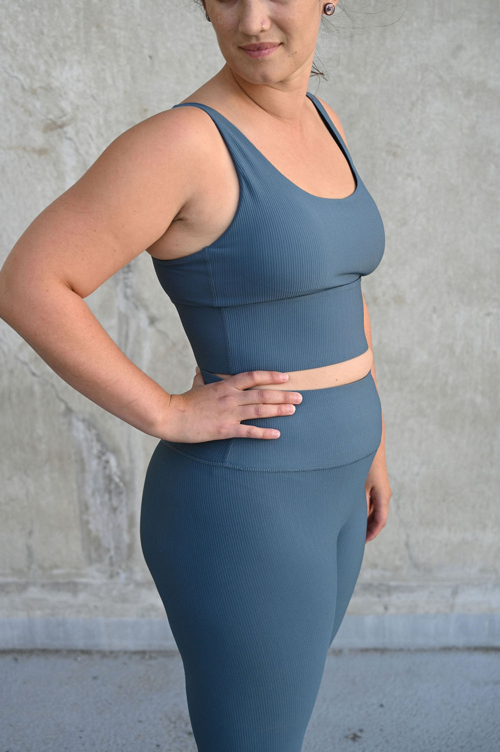 ARRO RIBBED SET TOP (BLUE)