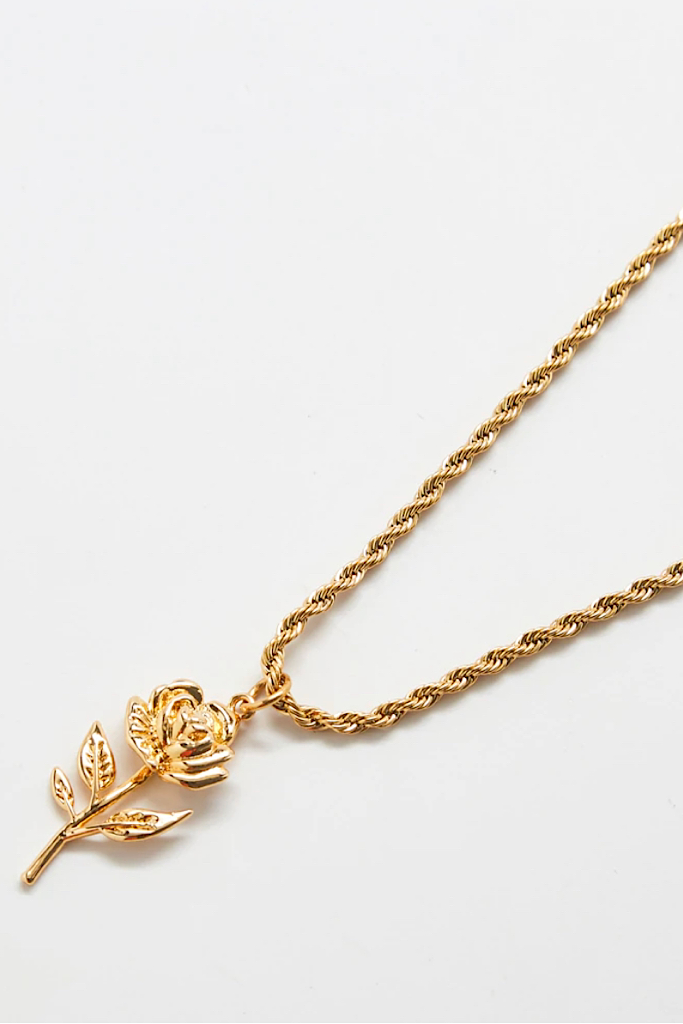 GOLD ROSE CHARM CHOKER NECKLACE