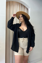 AVA LINEN SHORTS (CURVY) (BEIGE)